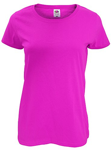 Fruit of the Loom - Camiseta de Manga Corta Ajustada Modelo Lady-Fit Original para Mujer (XS) (Fucsia)