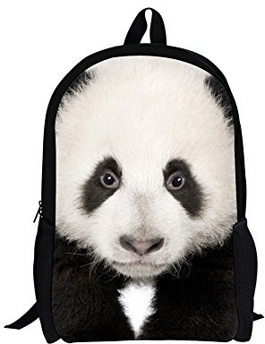Hugsidea Kinder-Schultasche mit süßem Panda-Motiv, Weiß und Schwarz