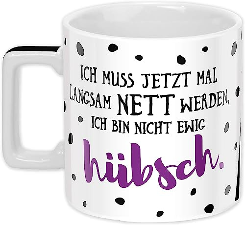 Sheepworld Tasse mit Spruch Hübsch Wortheld-Tasse, Porzellan, 45 cl, Mehrfarbig | Tasse lustig, Sprüche-Tasse | 45925
