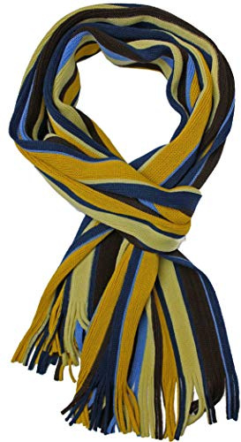 Rotfuchs Herrenschal Wollschal Strickschal Winterschal Damenschal Streifen 190 x 26 cm, gelb braun