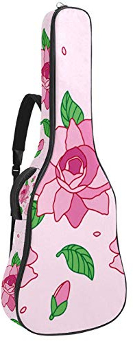 Gitarrentasche mit Reißverschluss, wasserdicht, weich, für Bassgitarre, Akustik- und klassische Folk-Gitarre, Pink Camelia Flower