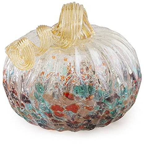Boston International Decorative Tabletop Glass Pumpkin, Small, Mottled