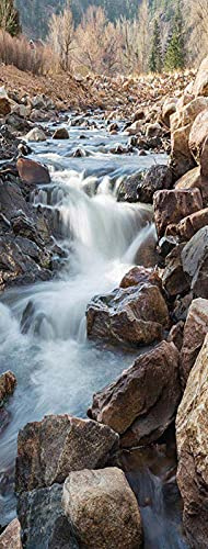 A.Monamour Türtapete Selbstklebend Türfolie Türposter 3D Felsen Steine ​​Berg Wasserfall Fluss Ströme Natur Landschaft Vinyl Folie Türdeko Tapete Wandbild Türaufkleber Türtattoo 95 x 215 cm