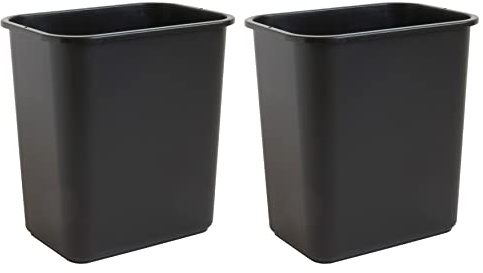 United Solutions 7.7 Gallon Trash Wastebasket, 2 Pack, Black, Under Desk