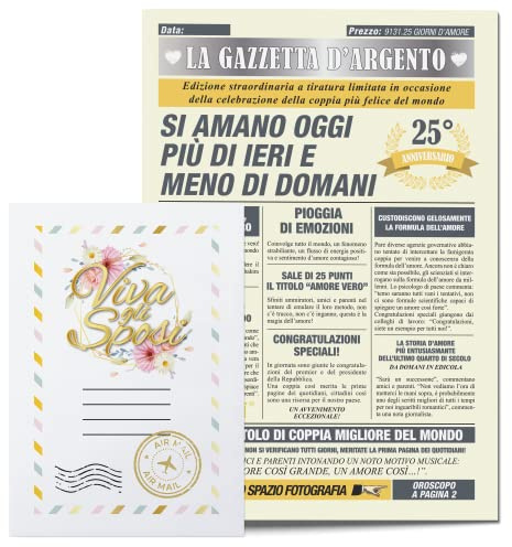 KAÏDENSÏ Idea Regalo Sposi Nozze d'Argento - Maxi Biglietto d'Auguri Originale - Idee Regali Anniversario Originali - Gadget Biglietti Divertenti per Lui e Lei