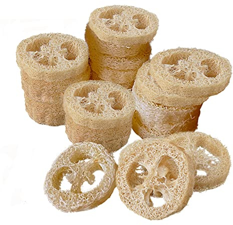 Natural Loofah Sponge for Soap Making, 20 Pack Organic Loofahs Slices Cuts Set, Loofa Exfoliating Body Scrubber, Shower Sponge Luffas for Women and Men