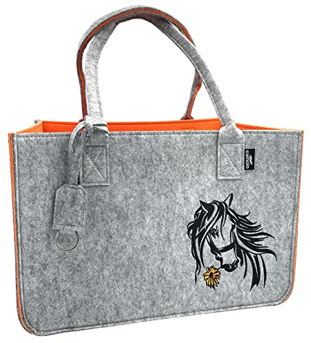 camolo Filztasche COW Große Einkaufstasche 40x27x27cm Aufbewahrungstasche Kaminholztasche Filz Tasche Shopping-Bag Mit Tragegriff
