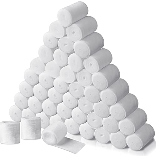48 Rolls Cast Padding Soft Undercast Gauze Bandage Roll Cotton Wraps Cast Padding Use with Plaster Cloth Gauze Bandage for Body Art Projects Mask Making Crafts, 2 x 8.9 ft