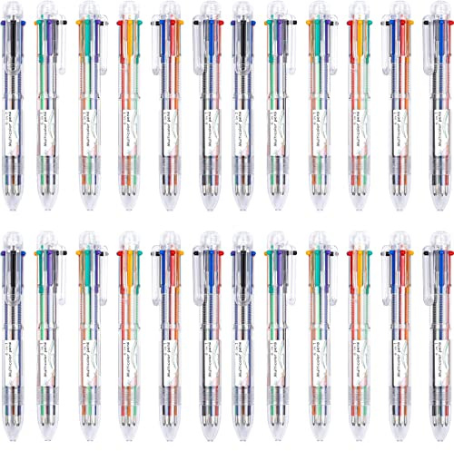 KAHEIGN 30Pcs 6-in-1 Kugelschreiber, 14cm einziehbare Kugelschreiber mit 0,5mm Tinte Stifte, mehrfarbig für Büro, Schulbedarf, Studenten, Kinder Geschenk