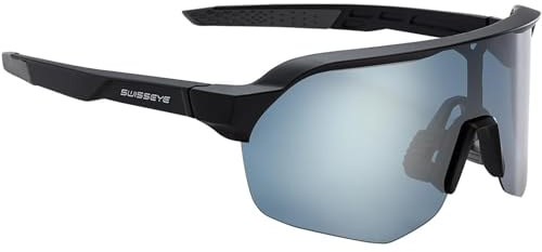SWISSEYE Leisure Sportbrille (100% UVA-, UVB- und UVC-Schutz, gummierter Nasenbereich und Bügelenden, splitterfreies Material TR90, inkl. Etui & Mikrofaserbeutel), black matt/grey