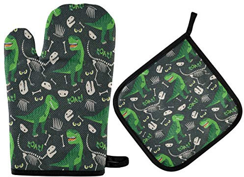 Gants De Cuisine Et Maniques T Rex Dino Bones Roar Maniques Anti Chaleur Gants Résistant À Chaleur Gants De Cuisine pour Grillade Cuisine Femmes
