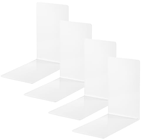 Alco-Albert 4301-10-4 - serre-livres en métal, 4 pièces, blanc, 14 x 14 x 8,5 cm, pour l'école, le bureau et la maison