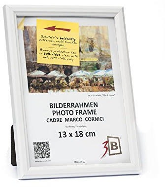 3-B Bilderrahmen JENA - Weiß - 13x18 - Holzrahmen, Fotorahmen, Portraitrahmen mit Acrylglas