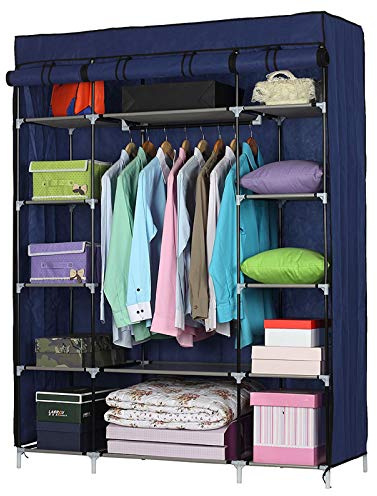 5 Layers 12 Compartments Fabric Wardrobe Portable Closet for Bed Room Navy (52.4 x 18.1 x 67) (L x W x H)
