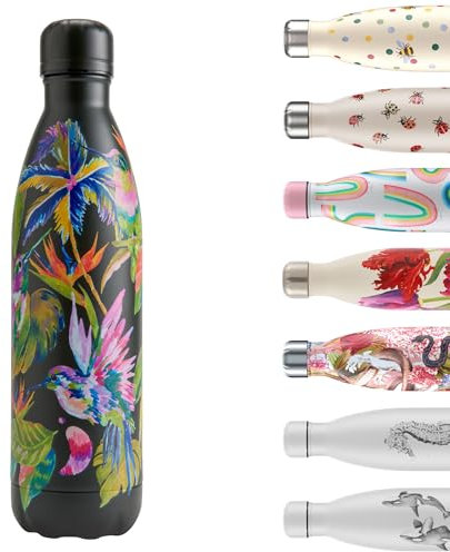 Chilly's Water Bottle - Stainless Steel and Reusable - Leak Proof, Sweat Free - Midnight Jungle, 750ml