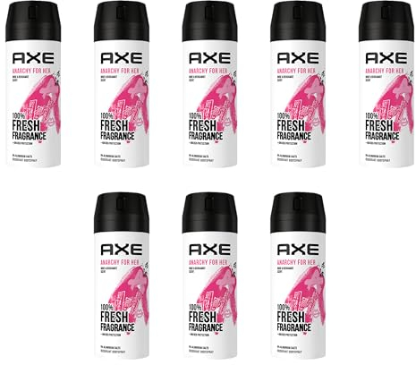 AXE Bodyspray Anarchy for Her Deo Deospray ohne Aluminiumsalze 8x 150ml Frauen Damen Deodorant mit 48 Stunden Schutz