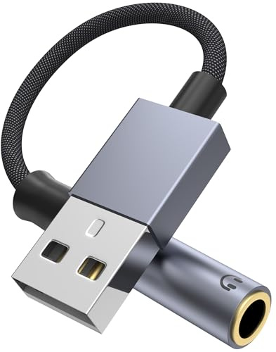 USB auf 3.5mm Klinke Audio Adapter, Externe Stereo Soundkarte Mit AUX Kabel, TRRS Buchse Kompatibel Mit Headset, PC, Laptop, Linux, Desktops, PS4 und Mehr Geräte