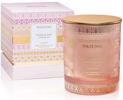 M&SENSE Candela Rose Ivy Candele profumate da donna 45ore a combustione lenta candele naturali di soia 210g candele aromaterapiche di lusso decorazioni per la casa regali di San Valentino