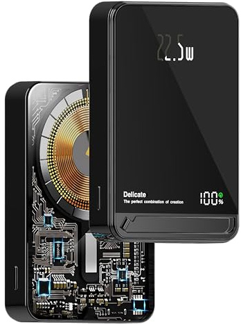 PULSE® New Batterie Externe sans Fil Magnétique 10 000 mAh - Recharge Rapide pour iPhone et Samsung - Compatible MagSafe, Induction - Écran LED - Design Compact et Léger