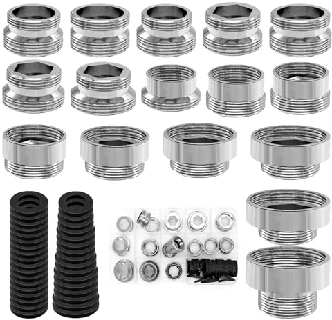 TETEWEVER 16 Pièces Adaptateur en Métal pour Filtre à Eau, Robinet de Cuisine, Filetage Extérieur et Double Filetage Réducteur