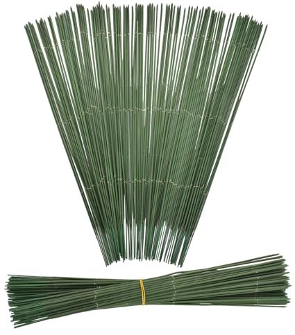 Floristikdraht Grün 100 Stücke 18 cm,Dunkelgrüner Stieldraht für Blumen, Floristendraht Grün