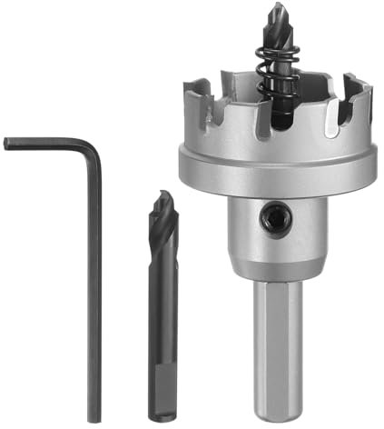QUARKZMAN Scie Cloche à Métaux en Carbure de 37 mm de Diamètre pour Acier Inoxydable de 5 mm d'Épaisseur, Métal, Alliage d'Aluminium, Cuivre, Laiton, avec Foret Central Supplémentaire