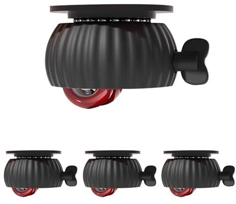 HXYhydrypd Rollenset mit 4 Stück, Mini-Lenkrollen Ohne Bohren, Selbstklebende Lenkrollen, Rollen mit Bremse, Möbelrollen Klein(Tragfähigkeit 50 Kg/110 Lbs)(Black)