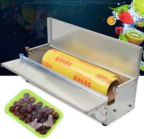 WJYWX Cling Film Dispenser with Cutter, Stainless Steel Cling Film Cutter, Simple Fruit and Vegetable Baler Packing Machine Cutting Box Supermarket Cling Film Cutter
