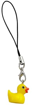 NIHENHAO Handyanhänger mit gelber Ente aus Kunstharz, handgefertigt, Taschenanhänger, tragbar, modisch, Rucksack-Accessoire für Damen