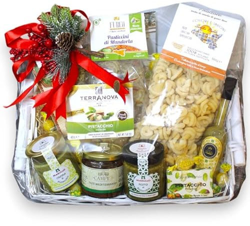 Cesta Regalo Natalizia con Prodotti Tipici Siciliani - Smeraldo (all'Interno 16 Pz)