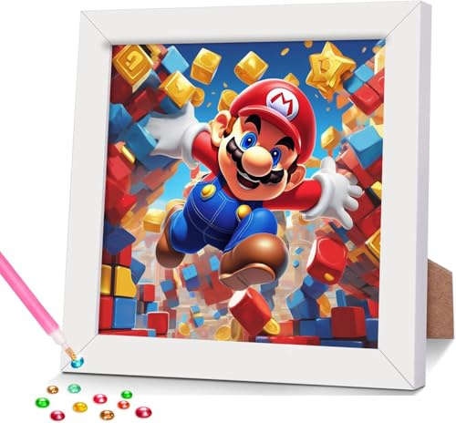 A98K Diamond Painting Kinder mit Rahmen Jungs Anime Bilder, Diamant Painting Bilder Kinder Bastelset Kinder ab 6 Jahre, Geschenke für Mädchen Junge 6 7 8 9 10 12 Jahre 18x18 cm