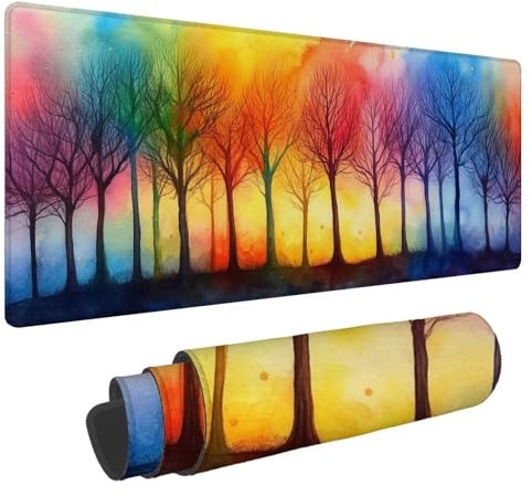 Alfombrilla Raton Color Alfombrilla Ratón XXL 1600x800x3mm Mouse Pad Árbol Mousepad Gaming, con Bordes Cosidos Impermeable Desk Mat Grande, Mejora la precisión y la Velocidad for Ratón y Teclado N-530