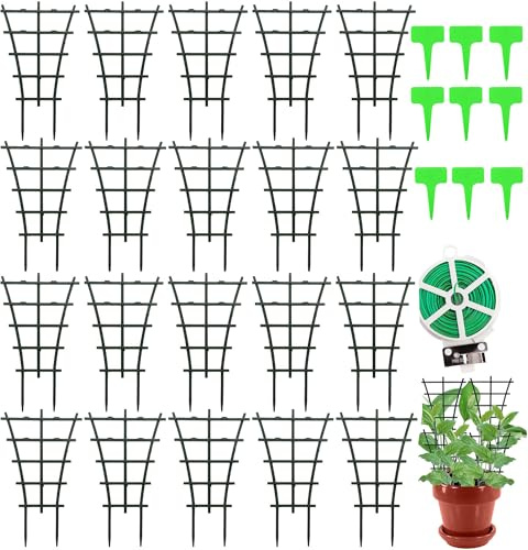 Enrejado para plantas en maceta, 20 unidades de ayuda para plantas de interior, apilables, enrejados para plantas de interior, pequeños soportes para macetas, rejilla de escalada para bricolaje
