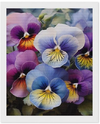 YKLBV Diamond Art Kits for Adults Diamond Painting Kits for Adults DIY Paint with Round Full Drill Diamonds Paintings Pansy Perfection Gem Art for Home Wall Decor Gift