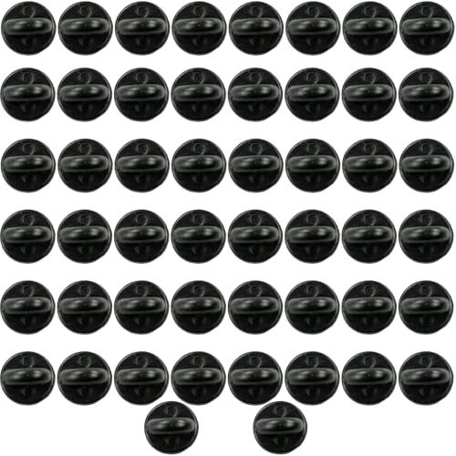 50 pezzi Chiusura a farfalla Spille in gomma Spille con chiusura a farfalla per spilli Fabbricazione di gioielli Cappelli Distintivi Uniformi (Nero 11,5 mm di diametro)