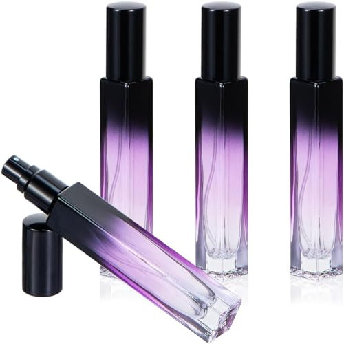 XYTAHDM 4-Pack 10ml Atomizzatore di Profumo Ricaricabile, Flacone Spray di Profumo da Viaggio Portatile, Spruzzatore di Profumo con Sfumatura Viola, Unisex