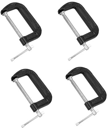4 Pack C Clamp, 3 Inch Heavy Duty Steel C Clamps Set, Green Industrial Strength C Clamp for Woodworking, Welding, Building, Metal Workpiece