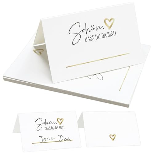 JIADEXIN 50 Pezzi Segnaposto Cartellini - Schön dass du da bist Decorazione da Tavolo