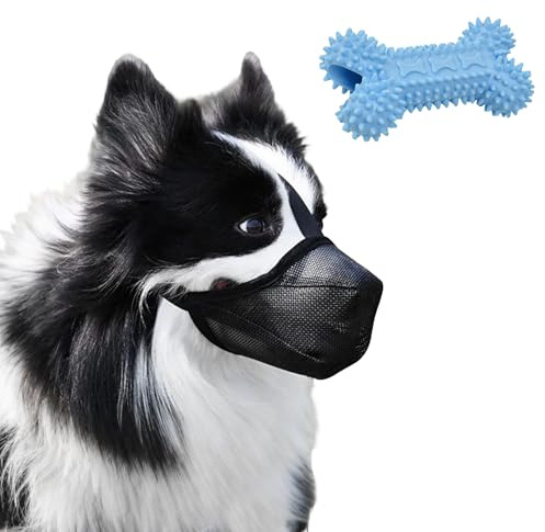 VGECEE Maulkorb für Hunde Weicher Netzmaulkorb Hund Atmungsaktive Maulkörbe | Dog Muzzle Verstellbare mit Hunde Kauen Spielzeug für Kleine Mittlere dogs (Schwarz, S)