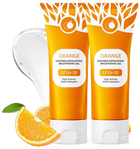 2 Piezas Orange gel exfoliante,Gel exfoliante de naranja natural, gel exfoliante para mujer, gel blanqueador naranja brillante, nutre e hidrata, reduce las arrugas y elimina las manchas oscuras
