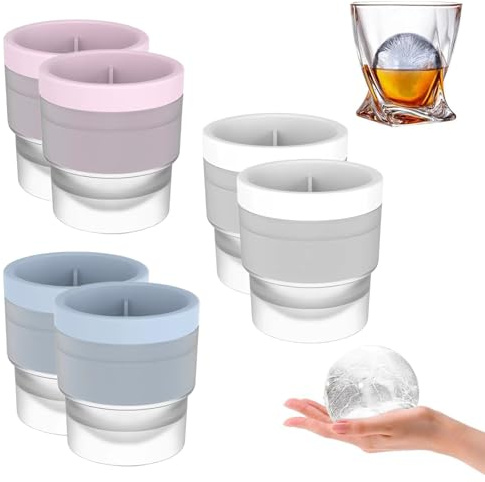 Chiclify Ice Ball Maker Mold - Premium Silicone Sphere Ice Mold with Easy Release & Slow-Melting for Bourbon Whiskey Cocktails, Stackable (6 Pcs)