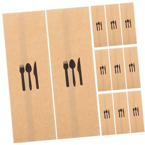 JECOMPRIS 100Pcs Kraft Paper Cutlery Holder Paper Silverware Bags for Parties, Banquet Tableware Pocket, Safe Sanitary Utensil Pouch
