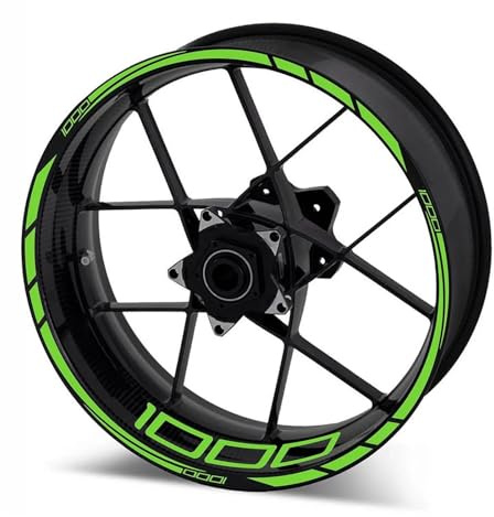 Felgenrandaufkleber Motorrad-Felgenaufkleber Für Kawasaki Für Z1000 Für Z 1000 Komplettes Set Felgenstreifen-Aufkleber Felgenaufkleber(GRÜN)