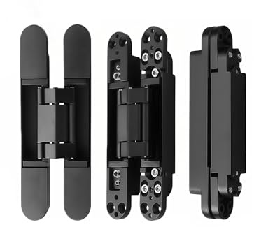 3er-Pack geräuschlose, verdeckte 180°-Scharniere, verstellbare, verdeckte Kreuzscharniere for unsichtbare Holz- und Falttüren(Black,9.7x1.3in/24.6x3.4cm)