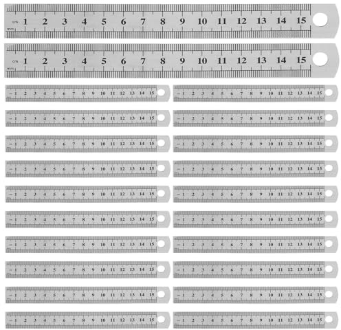 DOITOOL Regla de Acero Inoxidable de 15 CM Regla Metálica de Bolsillo con Doble Escala Borde Recto Resistente Herramienta Precisa para Medición Dibujo Manualidades y Ajuste de