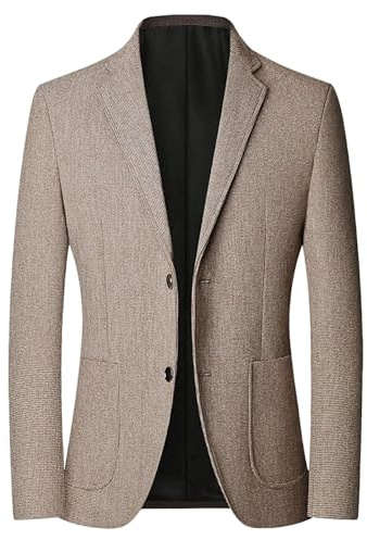 Herr Slim Fit Fiskbensmönstrad Tweedkavaj 2 Knappar Casual Sportjacka Jacka Skårad Slag Kostym Ljusbrun Mellan