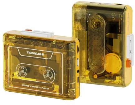 Portable Cassette Player with Bluetooth, Cassette Stereo Player with Type-C Charging, Built-in Battery, Belt Clip, and Earphone Jack for Wireless Music Playback