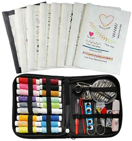 Embroidery Stitchs Book, Libro di Punti di Ricamo, Libro di Cucito di Ricamo con Kit Completo di Strumenti e Tutorial Didattico, Cucito per Libri da Ricami Fogli Mobili in Lino ad Alta Densità