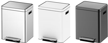 LIZHOUMIL Dual Compartment Stainless Steel Step Trash Can with Soft-Close Lid – 2 Removable Buckets for Waste and Recycling Separation, Ideal for Kitchen Use