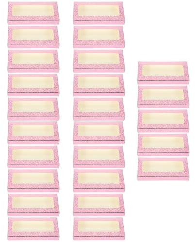 IMIKEYA 25 cajas de almacenamiento de pestañas delicadas coloridas con acabado holográfico rosa de lunares estrella, juego de embalaje de pestañas vacías para pestañas postizas y accesorios de